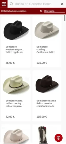 Representación para móbil de la web corbetos